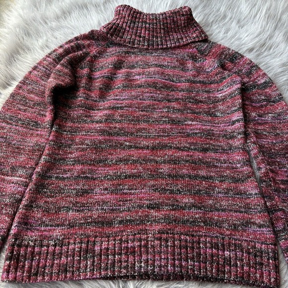 Columbia Sweater Sz M Red Turtleneck Stripe Outdoor Winter Hiking Casual Womens - Picture 2 of 9